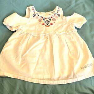 Toddler Girl Bebe Floral Embroidered Cold Shoulder Dress Size 12 Months